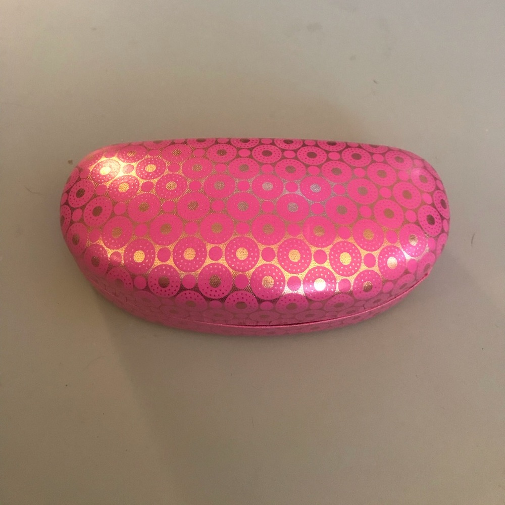 MaxStudio pink and gold large sunglasses case